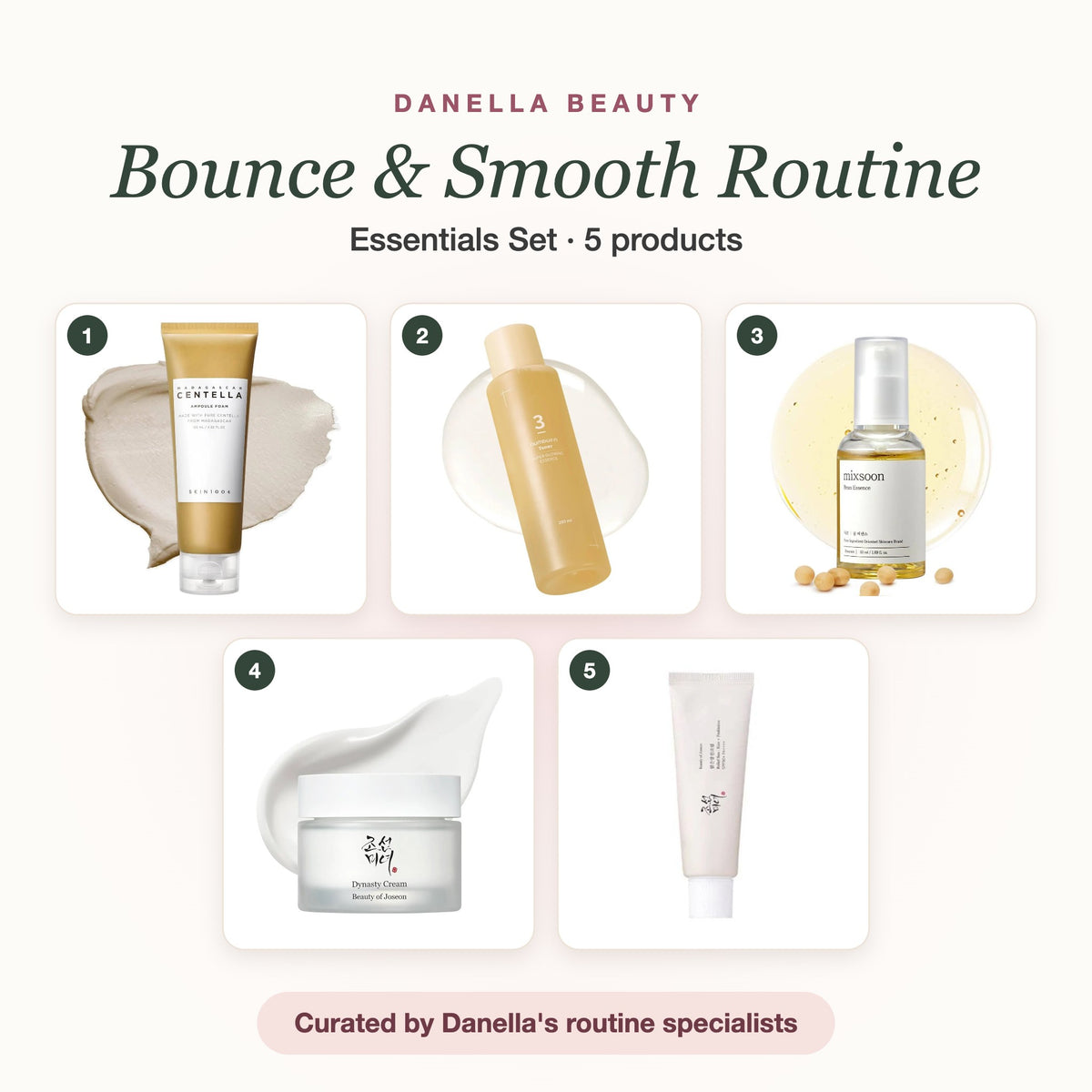 Bounce & Smooth Routine – Essentials Set with 5 products, Danella Beauty