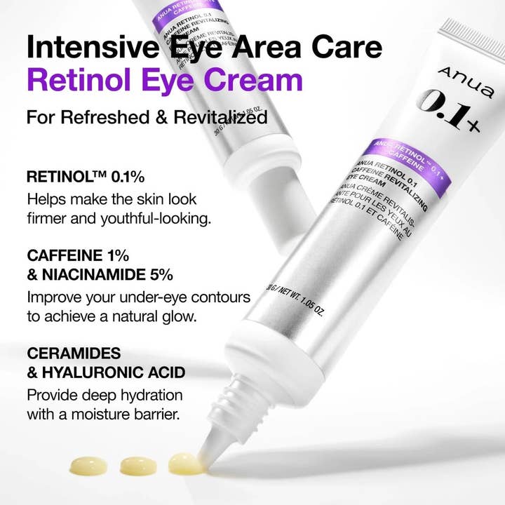Anua Retinol 0.1 Caffeine Revitalizing Eye Cream 30g — product view 3
