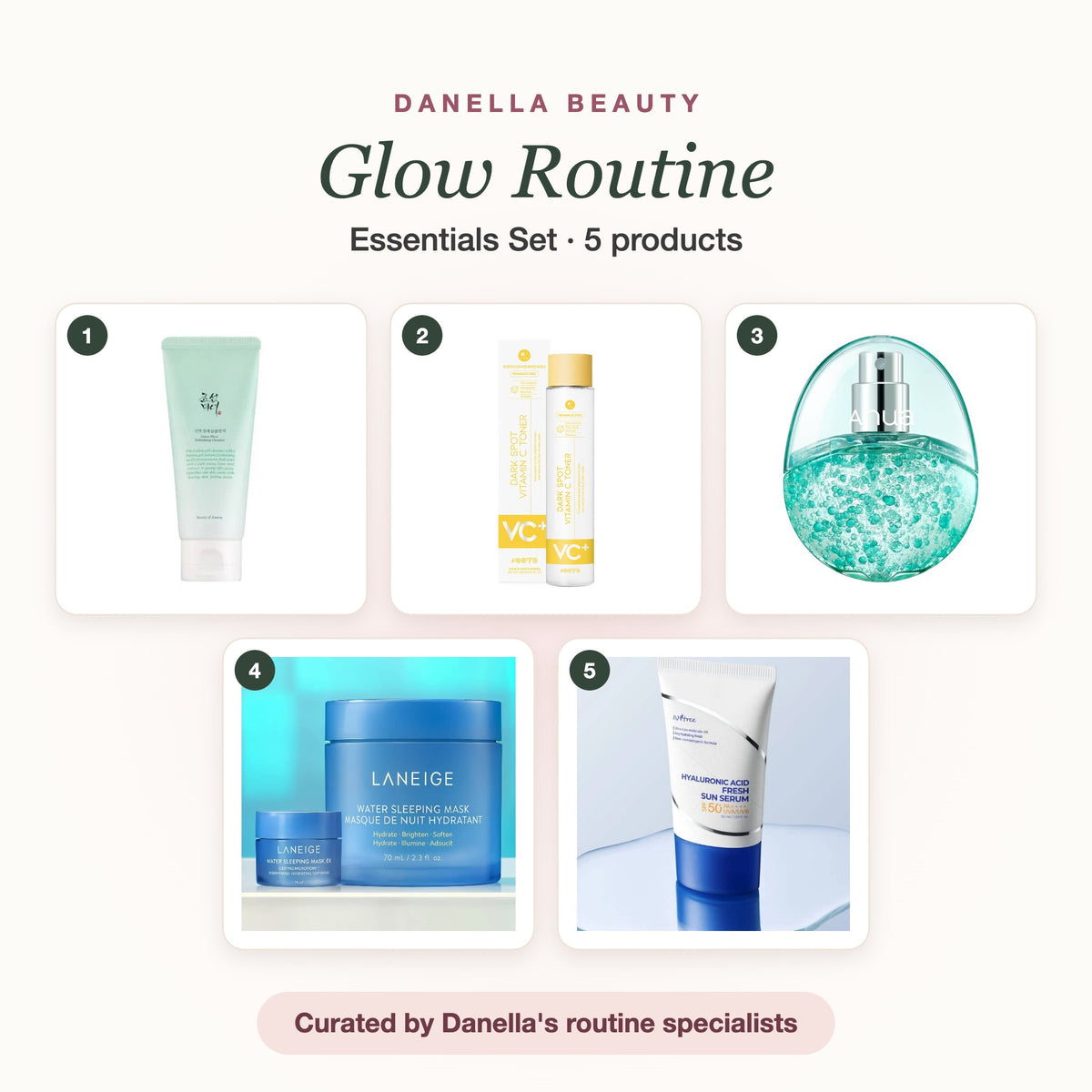 Glow Routine – Essentials Set with 5 products, Danella Beauty