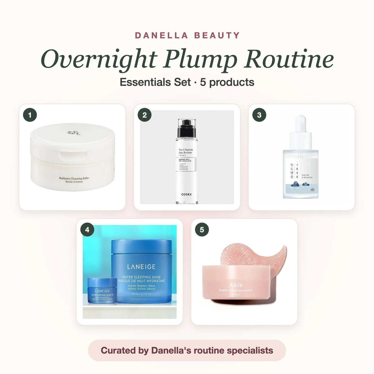 Overnight Plump Routine – Essentials Set with 5 products, Danella Beauty
