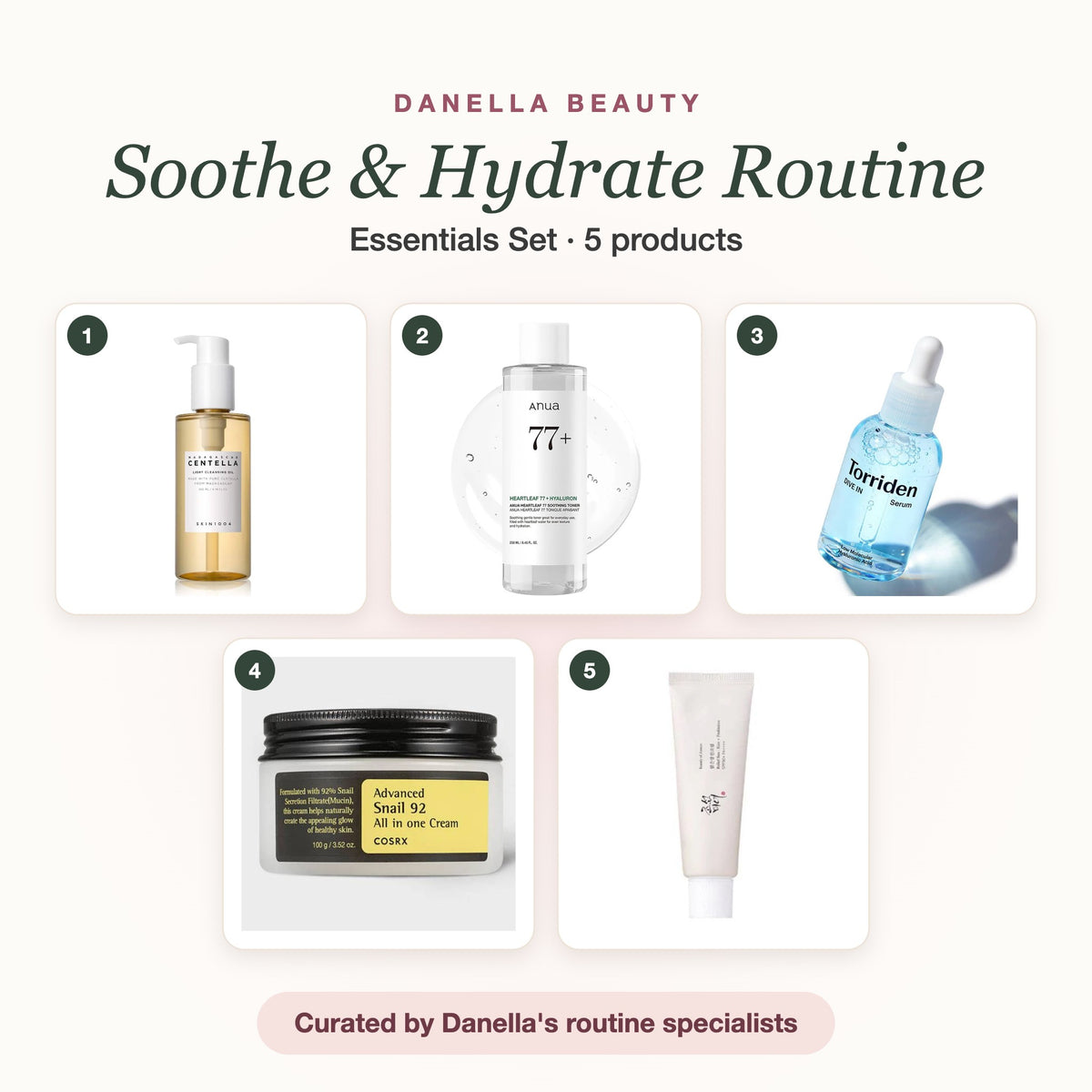 Soothe & Hydrate Routine – Essentials Set with 5 products, Danella Beauty